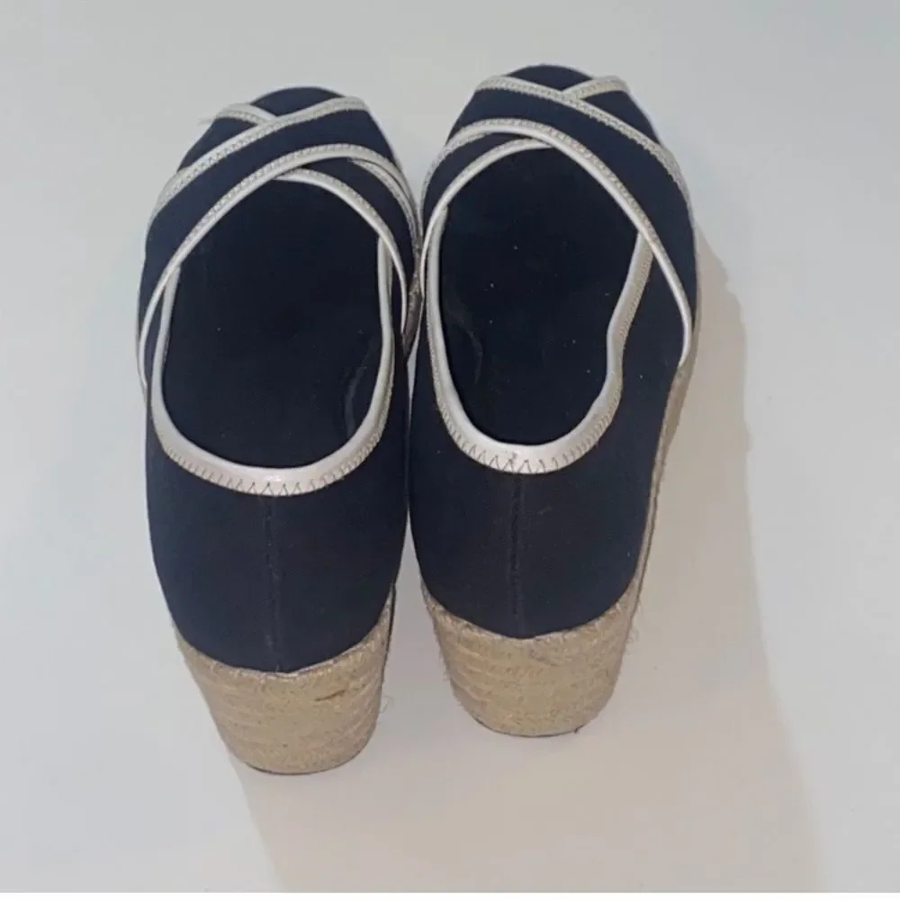 Naturalizer Black and White Espadrille Wedges Size 9.5M